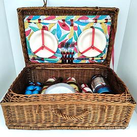 Valigia Vintage Kit Picnic Anni 50 60 da 4 Persone
