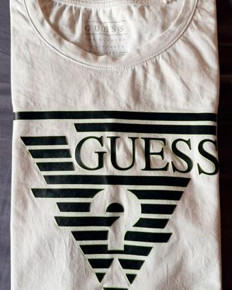 T-shirt Guess XXL bianca con logo nero – originale