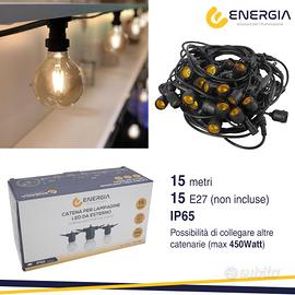 CATENA LUMINOSA con 15 portalampada e27 15mt