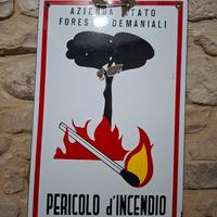 Targa Smaltata Vintage "Pericolo d'Incendio" 