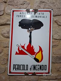Targa Smaltata Vintage "Pericolo d'Incendio" 