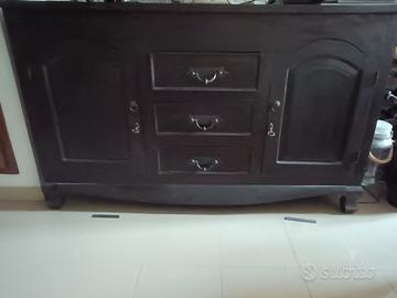 mobile basso di legno,stile arte povera 