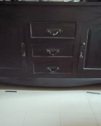 mobile basso di legno,stile arte povera 