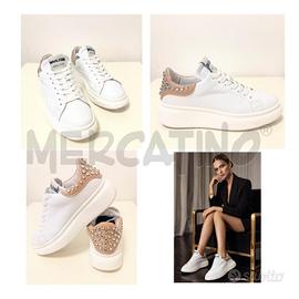 SNEAKERS D MELINE' BIANCHE CON ZIRCONI DIETRO NUME