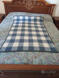 Coperta plaid vintage quadri blu bianca anni 80