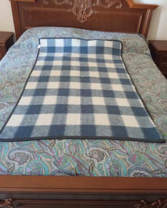 Coperta plaid vintage quadri blu bianca anni 80