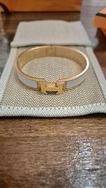 Bracciale HERMES, Clic H, colore bianco/oro