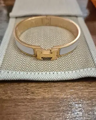 Bracciale HERMES, Clic H, colore bianco/oro