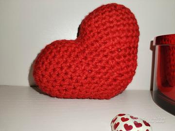 Cuore peluche rosso handmade 15x10 cm fatto a mano