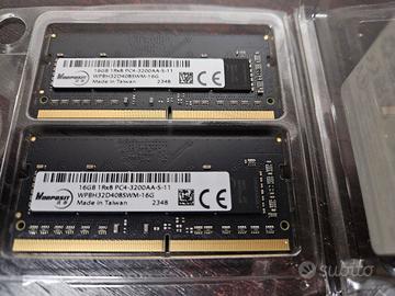 SODIMM DDR4-3200 a doppio canale 2x16Gb Ram 