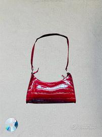 Borsa mini Vintage y2k rossa effetto coccodrillo