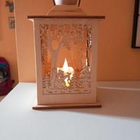 Lanterna Natalizia con Candela a LED in legno