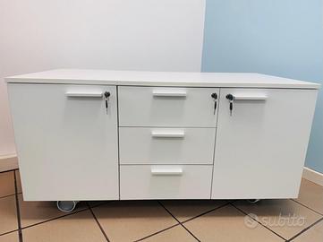 Cassettiera per scrivania con ruote e serrature