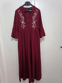 abito TwinSet bohemien, borgogna, pois d'esprit M