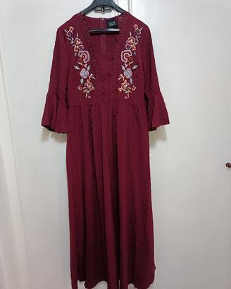 abito TwinSet bohemien, borgogna, pois d'esprit M