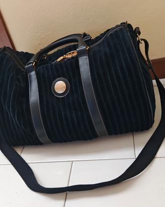 borsa bauletto velluto nero "Red Wall" 