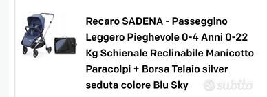 Passeggino Recaro come da dettaglio in foto
