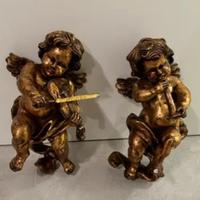 Coppia angioletti in resina dorati cm. 30