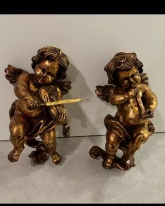 Coppia angioletti in resina dorati cm. 30