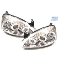 FARI PER OPEL CORSA C 00-06 ANGEL EYES FONDO CROMA