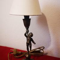 Lampada Vintage con Putto in Bronzo Patinato