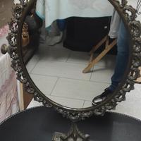 specchio da toilette vintage in ottone 
