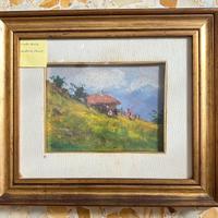 Dipinto Ugo Bini  paesaggio montano con casolare
