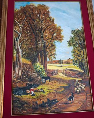 Dipinto Olio B Pirrello Paesaggio 86x61 Cornice