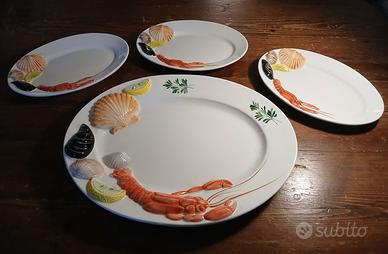Servizio da pesce in ceramica in rilievo 