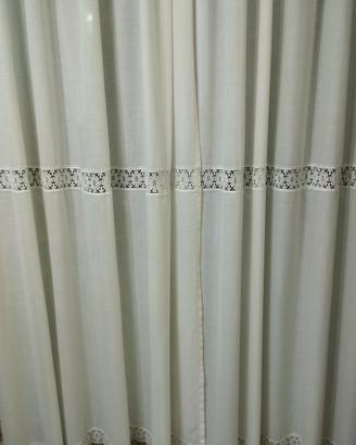🤍 Coppia di tende in puro cotone con pizzo