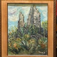 Quadro olio su tela "brughiera" con cornice 