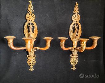 coppia di applique impero in bronzo dorato 