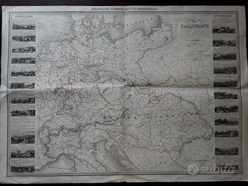 Carta geografica originale dell'Ottocento 