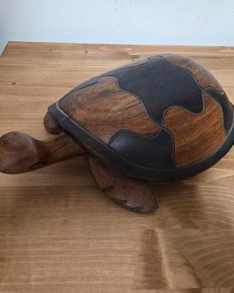 Tartaruga africana in legno intagliata a mano 