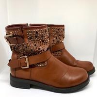 Stivaletti Xti, pelle marrone e borchie metallo 39