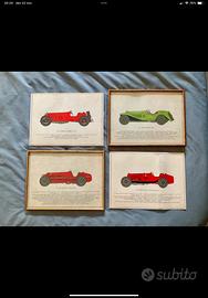 Set 4 stampe auto d’epoca Alfa Romeo, anni ‘60