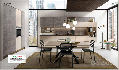 CUCINA LINEARE CON ELETTRODOMESTICI COLONNE+TAVOLO