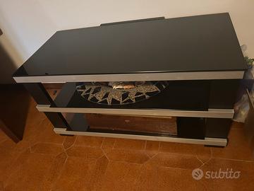 Porta tv in vetro nero