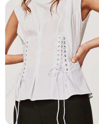 Top Zara Nuovo con Cartellino Stile Corsetto Tg L