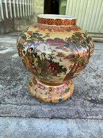 Grande vaso orientale stile Satsuma 40cm coperchio