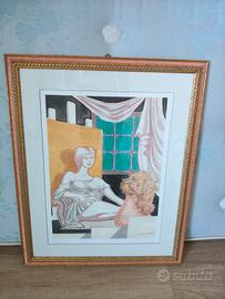 Quadro Lazzaro: Donna con vaso di fiori + cornice 