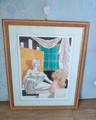 Quadro Lazzaro: Donna con vaso di fiori + cornice 