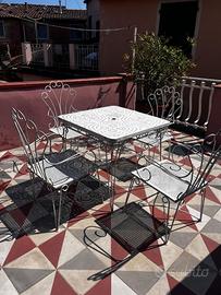 U.RGENTE Tavolo 4 sedie ferro battuto giardino
