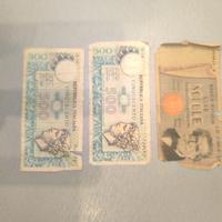 Banconote 2x500 lire e 1 da 1000 lire di carta
