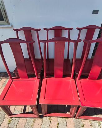 SEDIE SALOTTO O CUCINA ETNICHE ROSSO