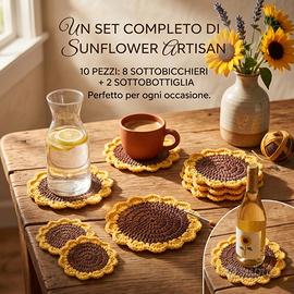 Set Sottobicchieri e Sottobottiglia Uncinetto