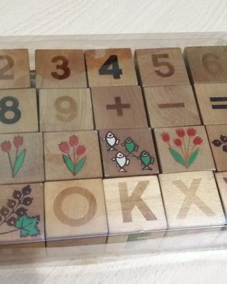 Gioco didattico russo, in legno  a 24 cubi