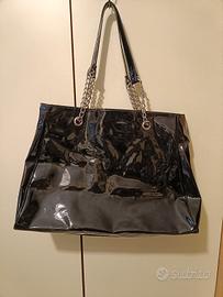 borsa vernice nera tote bag