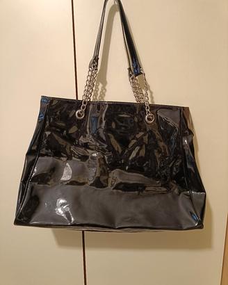 borsa vernice nera tote bag