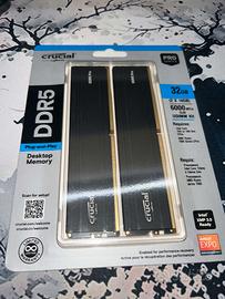 Crucial Pro DDR5 32GB (2×16) 6000MHz RAM NUOVA